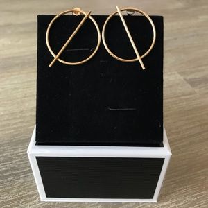 14K Yellow Gold Circle and Stick Earrings